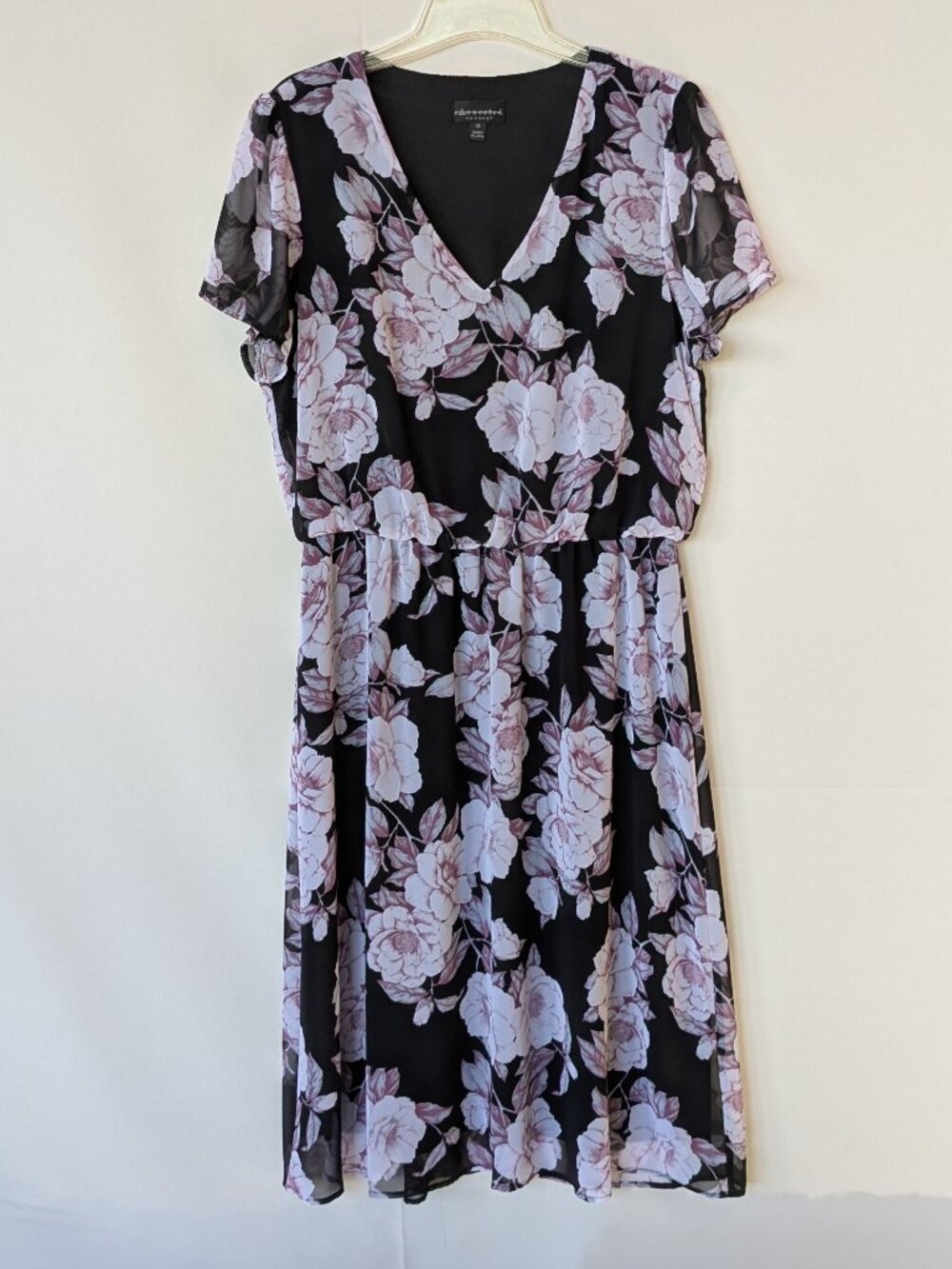 Connect Apparel Black and Pink Floral Dress